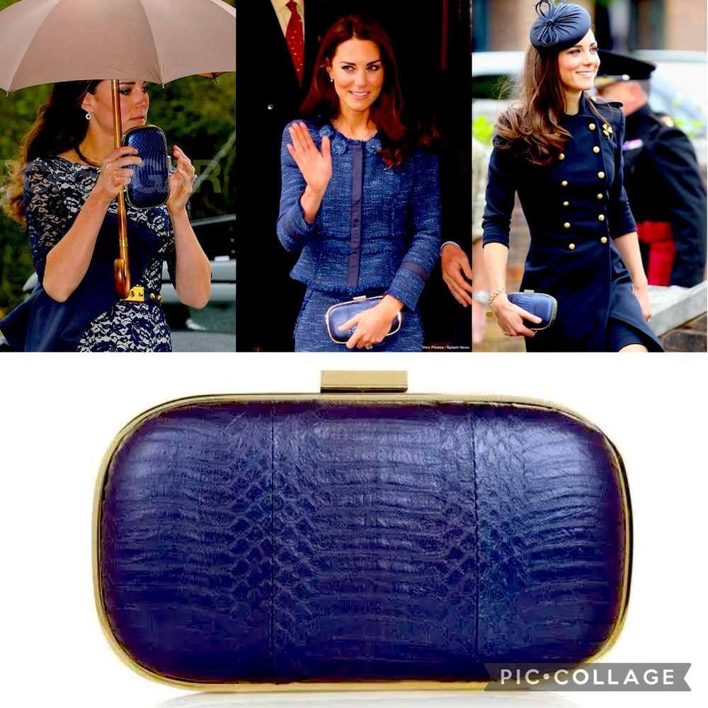 Navy Blue Snakeskin Marano Clutch